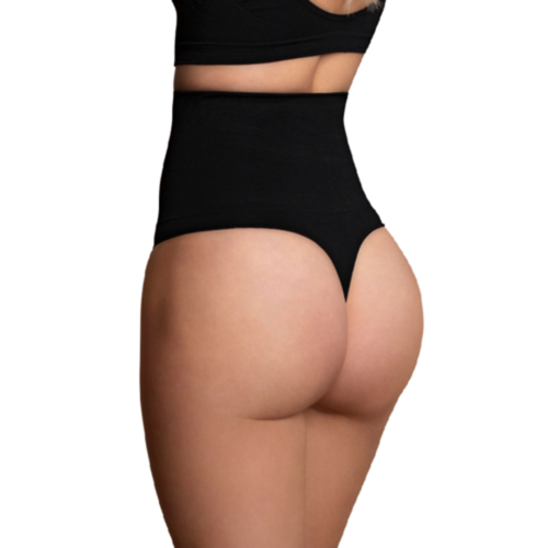 WOMAN'S BELT- SEAMLESS GIRDLE -  BLACK THONG STYLE - COLOR BLACK AND BEIGE